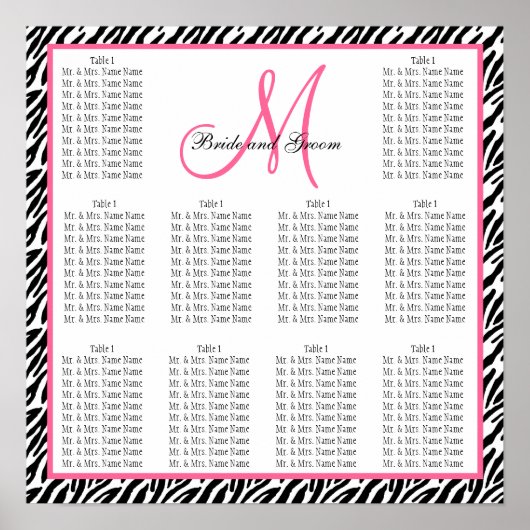 Zebra sjabloon bruiloft poster (Voorkant)