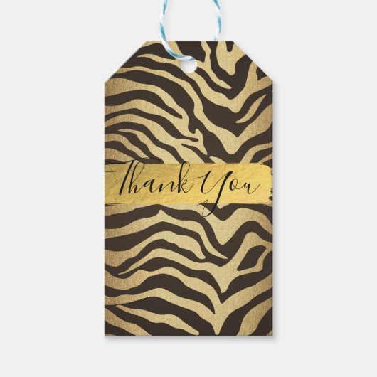 Zebra Skin Animal Print Gold Favor Cadeaulabel (Voorkant)