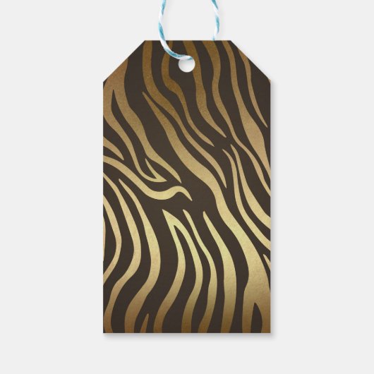 Zebra Skin Animal Print Gold Favor Cadeaulabel (Achterkant)