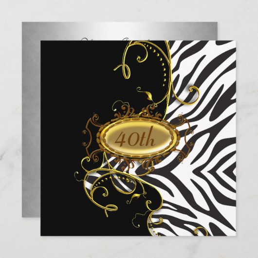 Zebra skin Birthday party Invitation Kaart (Voorkant / Achterkant)