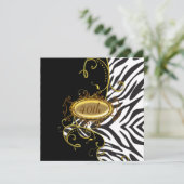 Zebra skin Birthday party Invitation Kaart (Staand voorkant)