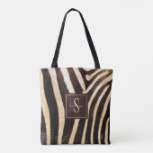 Zebra Skin Brown & Beige Monogram Tote Bag (Achterkant)