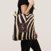 Zebra Skin Brown & Beige Monogram Tote Bag (Dichtbij)
