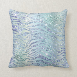 *~* ZEBRA Skin Diamond Glitter Animal Print Blue Kussen