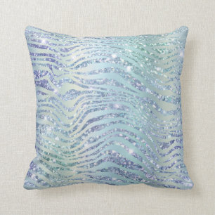 *~* ZEBRA Skin Diamond Glitter Animal Print Blue Kussen