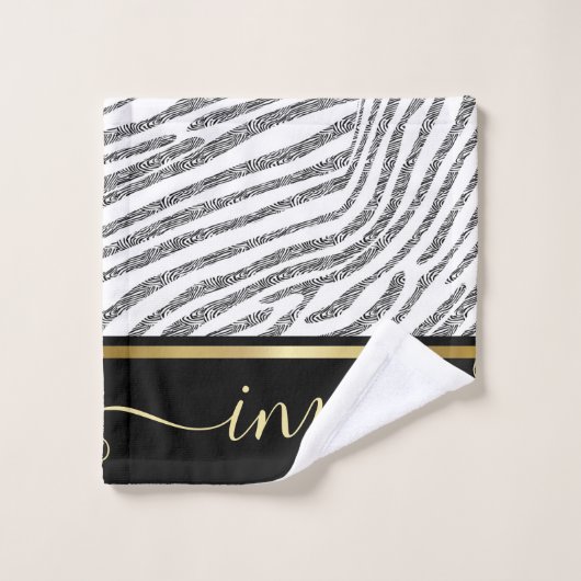 Zebra Skin Monogramed  Waterverf Bad Handdoek (Wasdoekje)