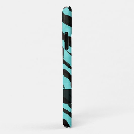 Zebra Skin Pattern Aqua Blue Black Chic Name Case-Mate iPhone Case (Achterkant/rechts)