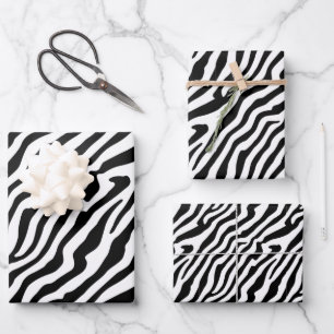 Zebra Skin Texture Stripes Black en White Inpakpapier Vel