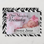 Zebra Slapende mooie printaankondiging Aankondiging (Voorkant / Achterkant)