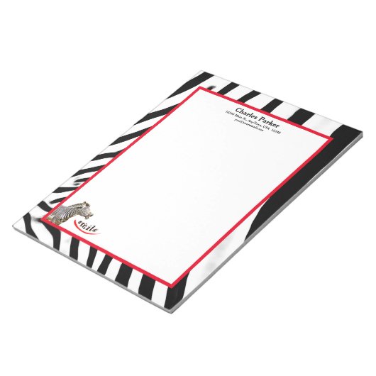 Zebra Smile Black/White/Red  groot Notitieblok (Schuin)