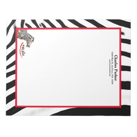 Zebra Smile Black/White/Red  groot Notitieblok (Voorkant)