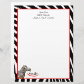 Zebra Smile Black/White/Red Stripes Briefhoofd (Voorkant / Achterkant)