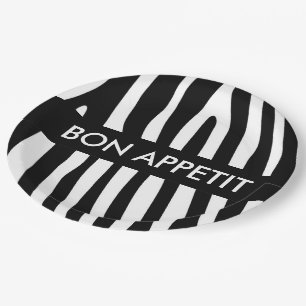 Zebra snijdt het patroon zwart-wit en je ideeën papieren bordje