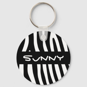 Zebra snijdt het patroon zwart-wit en je ideeën sleutelhanger