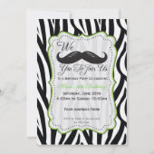 Zebra Snorhaar Verjaardag - Zwart & Lime Groen Kaart (Voorkant)