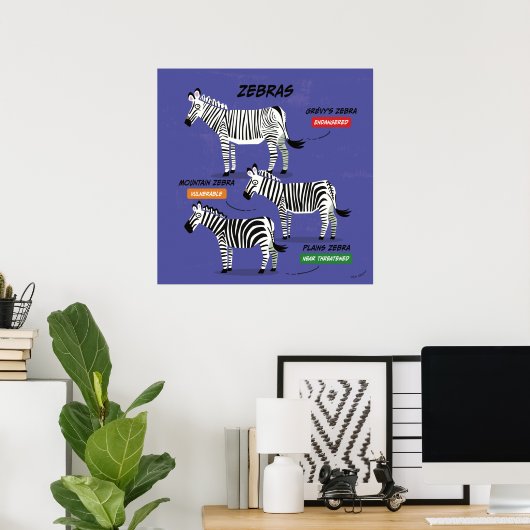 Zebra Soort Art Poster v2 (Thuiskantoor)
