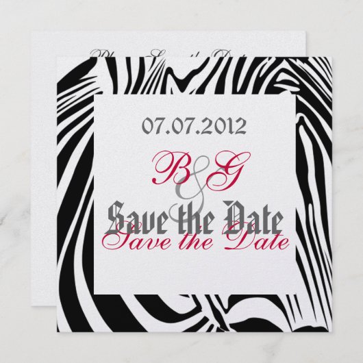 Zebra sparen de Datum Save The Date (Voorkant / Achterkant)