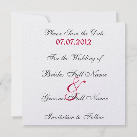 Zebra sparen de Datum Save The Date (Achterkant)