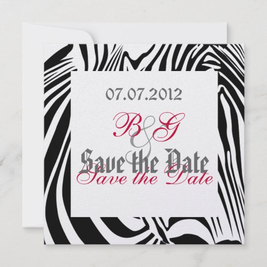 Zebra sparen de Datum Save The Date (Voorkant)