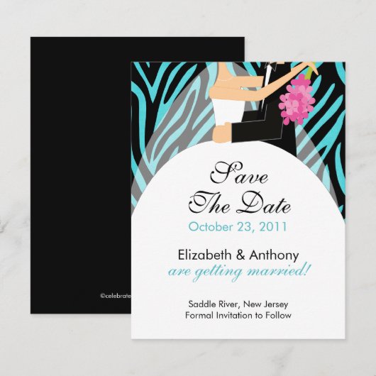 Zebra Sparen de Turquoise van de Aankondiging van (Voorkant / Achterkant)