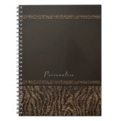 Zebra Sparkle Brown Gold Glam Chic Elegant Bling Notitieboek (Voorkant)