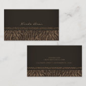 Zebra Sparkle Brown Gold Glam Chic Elegant Bling Visitekaartje (Voorkant / Achterkant)