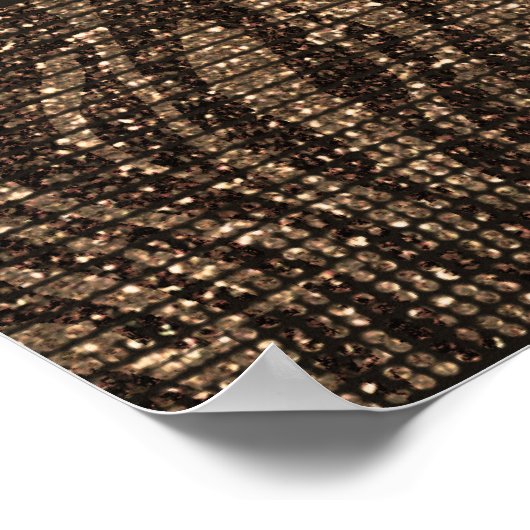 Zebra Sparkle Brown Gold Glam Chic Party Banner Poster (Hoek)