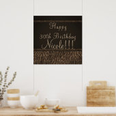 Zebra Sparkle Brown Gold Glam Chic Party Banner Poster (Keuken)