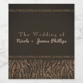 Zebra Sparkle Brown Gold Glam Chic Wine Labels Wijn Etiket (Enkel label)