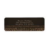 Zebra Sparkle Brown Gold Glam Party Invitation Etiket (Voorkant)
