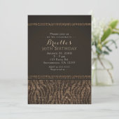 Zebra Sparkle Brown Gold Glam Party-uitnodigingen Kaart (Staand voorkant)