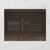 Zebra Sparkle Brown Gold Glam Save the Date Aankondigingskaart (Achterkant)