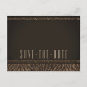 Zebra Sparkle Brown Gold Glam Save the Date Aankondigingskaart (Voorkant)