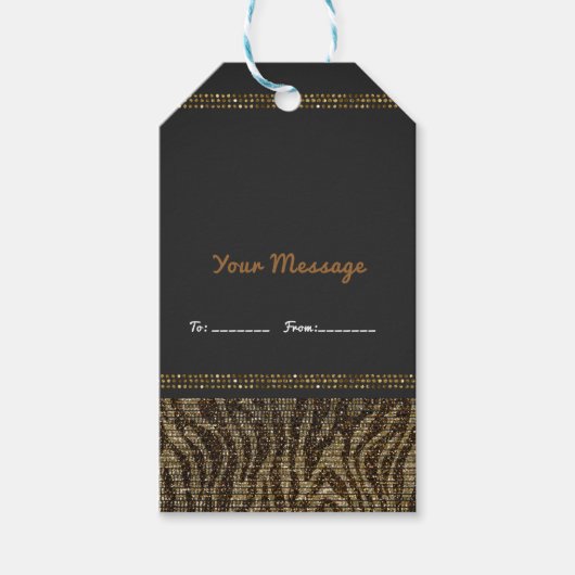 Zebra Sparkle Sequins Glam Chic Elegant Modern Cadeaulabel (Voorkant)