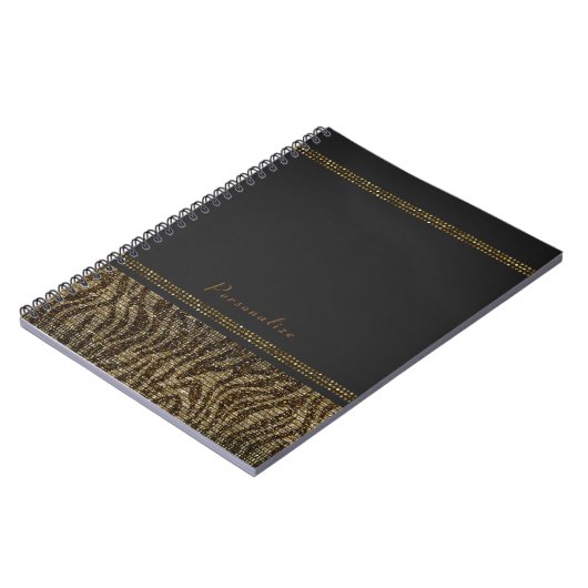 Zebra Sparkle Sequins Glam Chic Modern Bling Notitieboek (Linkerzijde)