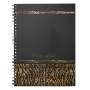 Zebra Sparkle Sequins Glam Chic Modern Bling Notitieboek