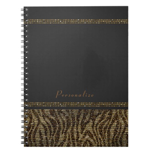 Zebra Sparkle Sequins Glam Chic Modern Bling Notitieboek (Voorkant)