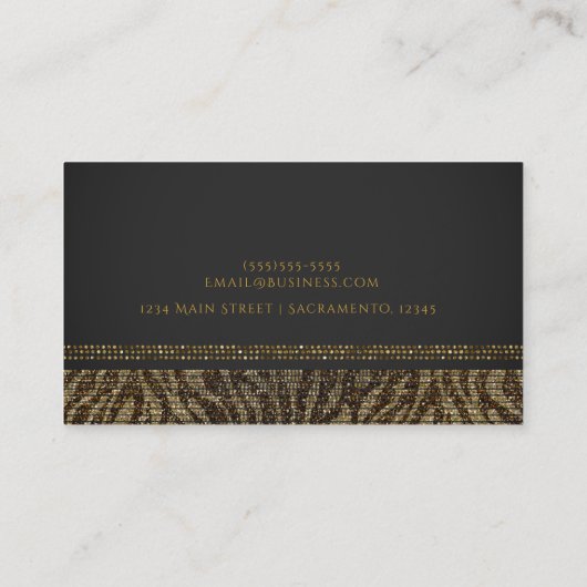 Zebra Sparkle Sequins Glam Chic Modern Elegant Visitekaartje (Achterkant)