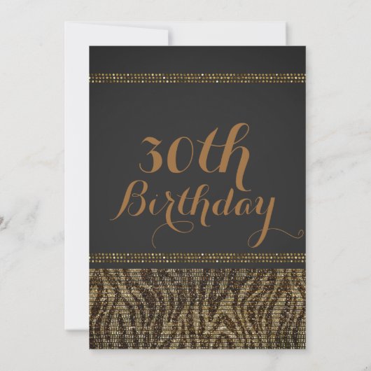 Zebra Sparkle Sequins Glam Chic Party Invitation Kaart (Achterkant)