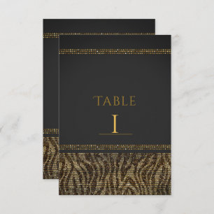 Zebra Sparkle Sequins Glam Chic Table Numbers Kaart