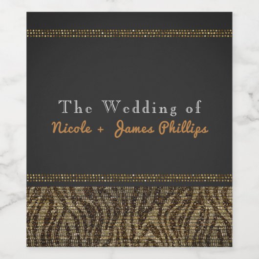 Zebra Sparkle Sequins Glam Chic Wine Labels Wijn Etiket (Enkel label)