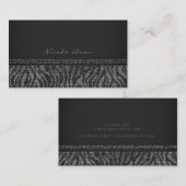 Zebra Sparkle Silver Black Glam Chic Elegant Bling Visitekaartje (Voorkant / Achterkant)