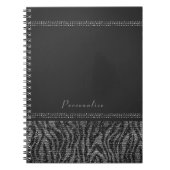 Zebra Sparkle Silver & Black Glam Elegant Bling Notitieboek (Voorkant)