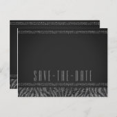 Zebra Sparkle Silver & Black Glam Save the Date Aankondigingskaart (Voorkant / Achterkant)