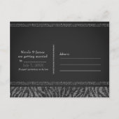 Zebra Sparkle Silver & Black Glam Save the Date Aankondigingskaart (Achterkant)