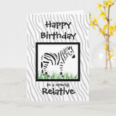Zebra Speciale Relatieve Verjaardag Personaliseren Kaart (Gele Bloem)