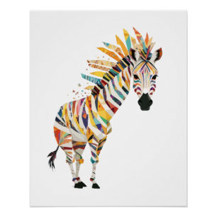 Zebra speels Schattig leuk dier kleurrijk vrolijk Perfect Poster