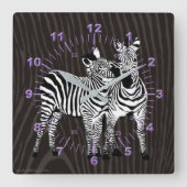 Zebra Spelen Vierkante Klok (Voorkant)