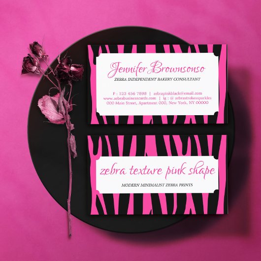 Zebra Spikkels Textuur Roze Vorm Frame Visitekaartje