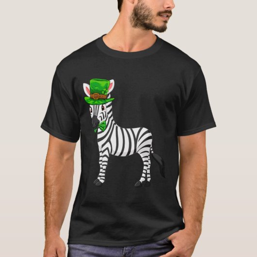 Zebra St Patrick S Day With A Leprechaun Hat Long T-shirt (Voorkant)